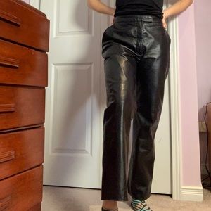 Danier black leather straight leg pants - size 8